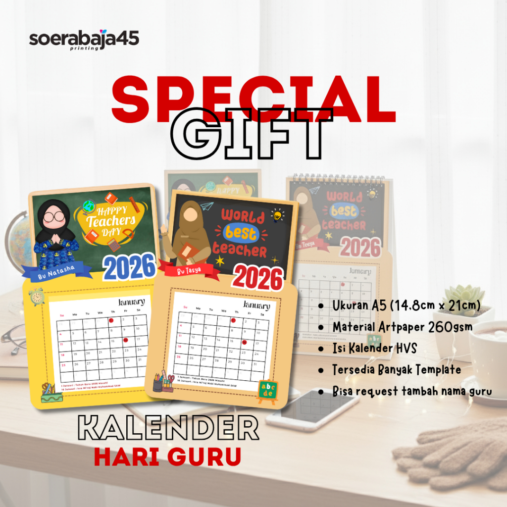 Kalender Mini Spesial Hari Guru | Hadiah Guru | Souvenir Hari Guru Sekolah Unik & Elegan