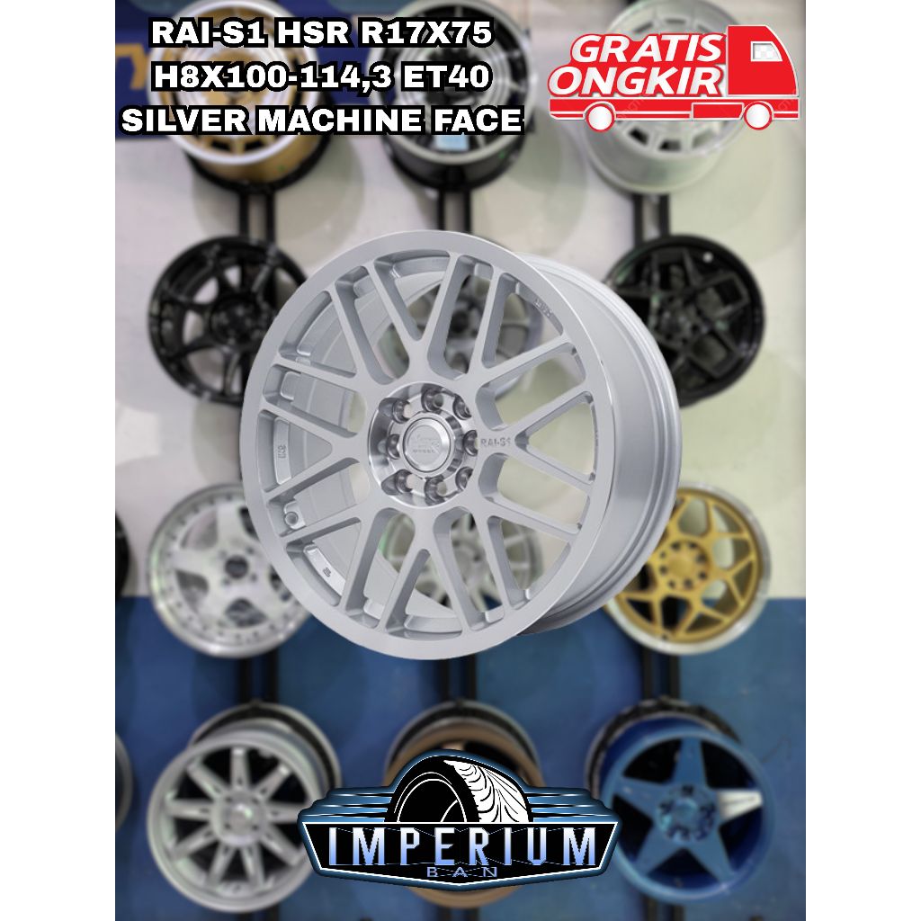Pelek Mobil Racing Murah Merek Hsr Rais1 Original R17 Lubang 4 Pcd 100/114.3 Velg Mobil March Mirage