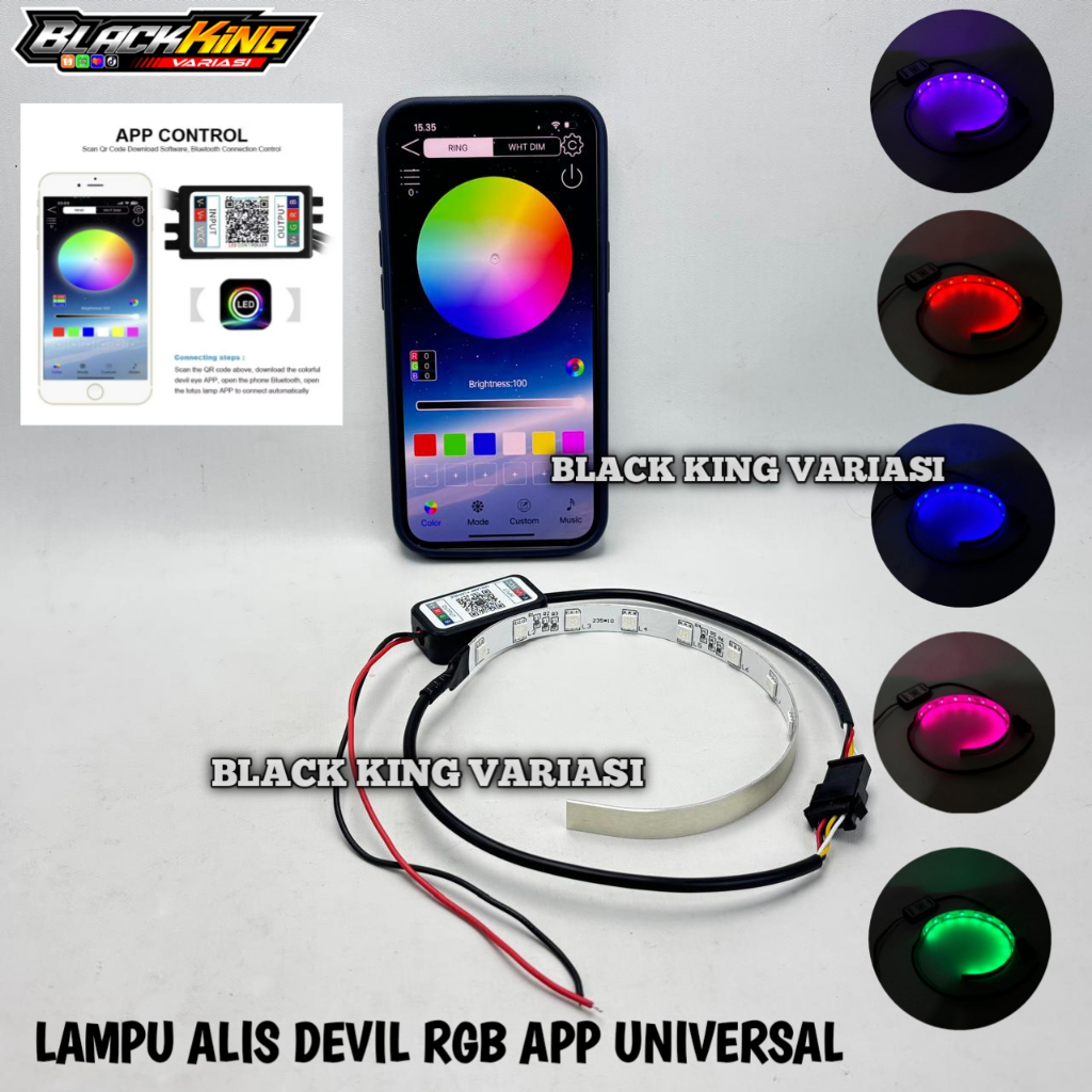 Lampu Alis Devil RGB APP Lampu Demon Devil Eye Bluetooth Lampu Alis Biled Projie RGB Lampu LED Demon