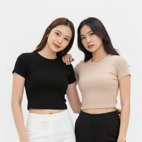 AES FASHION  Lily Oneck Top Atasan Wanita Korean Style Lengan Pendek Kekinian