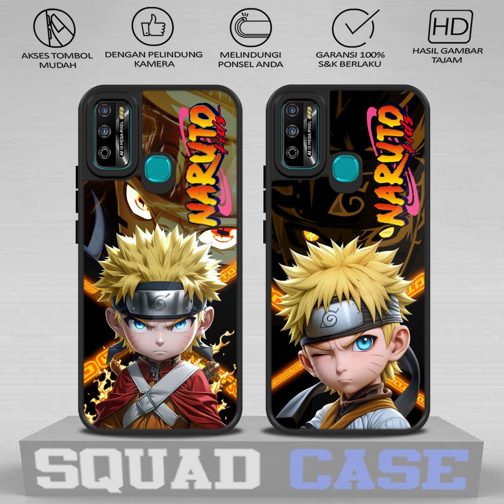 Softcase Glass kaca untuk INFINIX HOT 9 PLAY Motif NARUTO Casing Handphone Case Hp Procamera