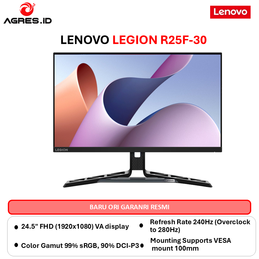 LENOVO LEGION GAMING MONITOR 25 INCH R25F-30 VA FHD 1080P 0.5MS 240HZ ERGONOMIC SPEAKER