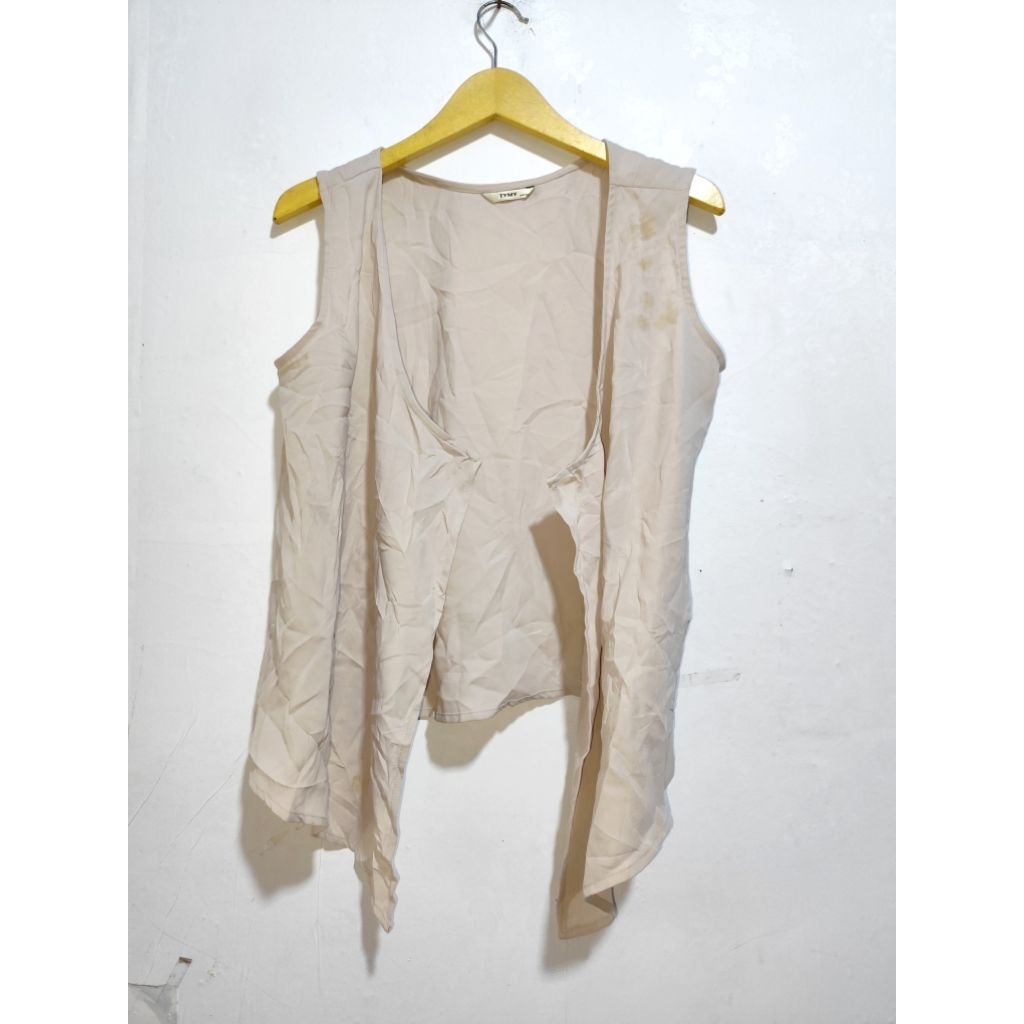 tvmv - atasan cardi outer wanita lengan kutung coklat muda