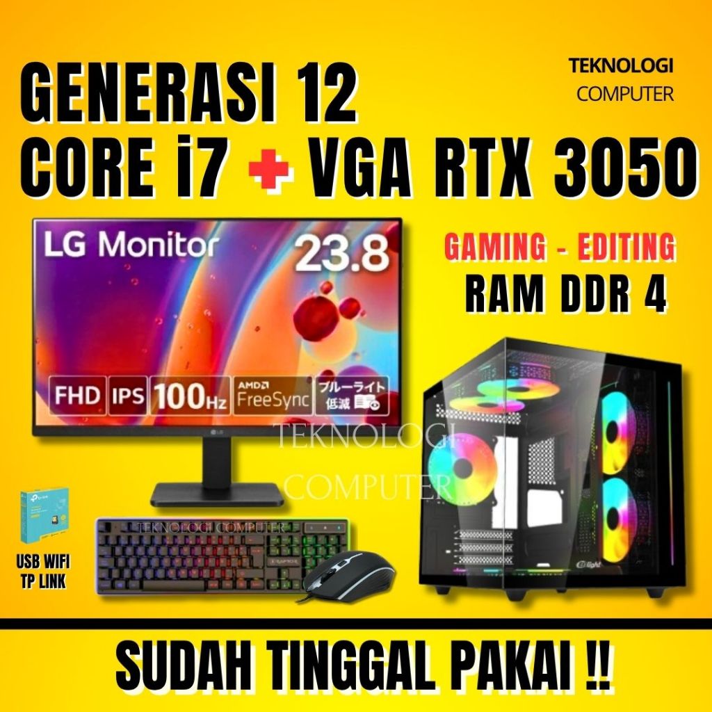 Core i7 | Gen 12 | VGA RTX 3050 | PC Gaming | CPU Editing | Komputer Rakitan | Full Set |