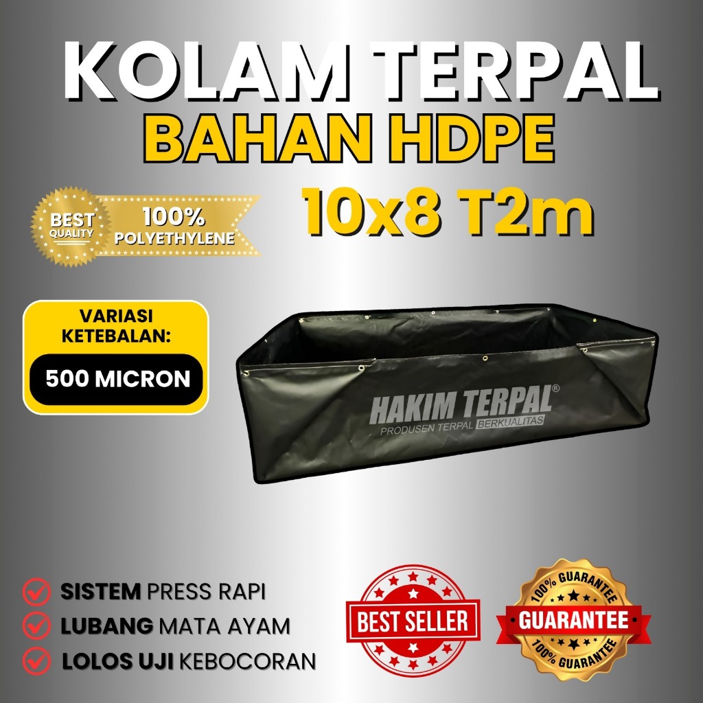 Kolam Kotak Bahan Hdpe Geomembran 500 micron Ukuran 10x8 T 2 Meter