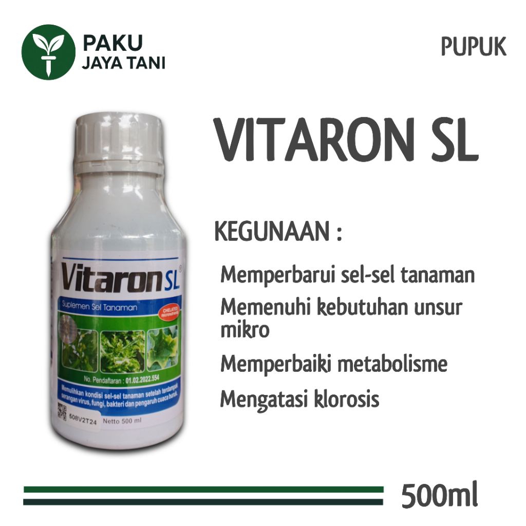 VITARON SL - 500ml | PUPUK DENGAN UNSUR MIKRO LENGKAP | PUPUK PENGHIJAU DAUN | PUPUK PENYUBUR DAUN |