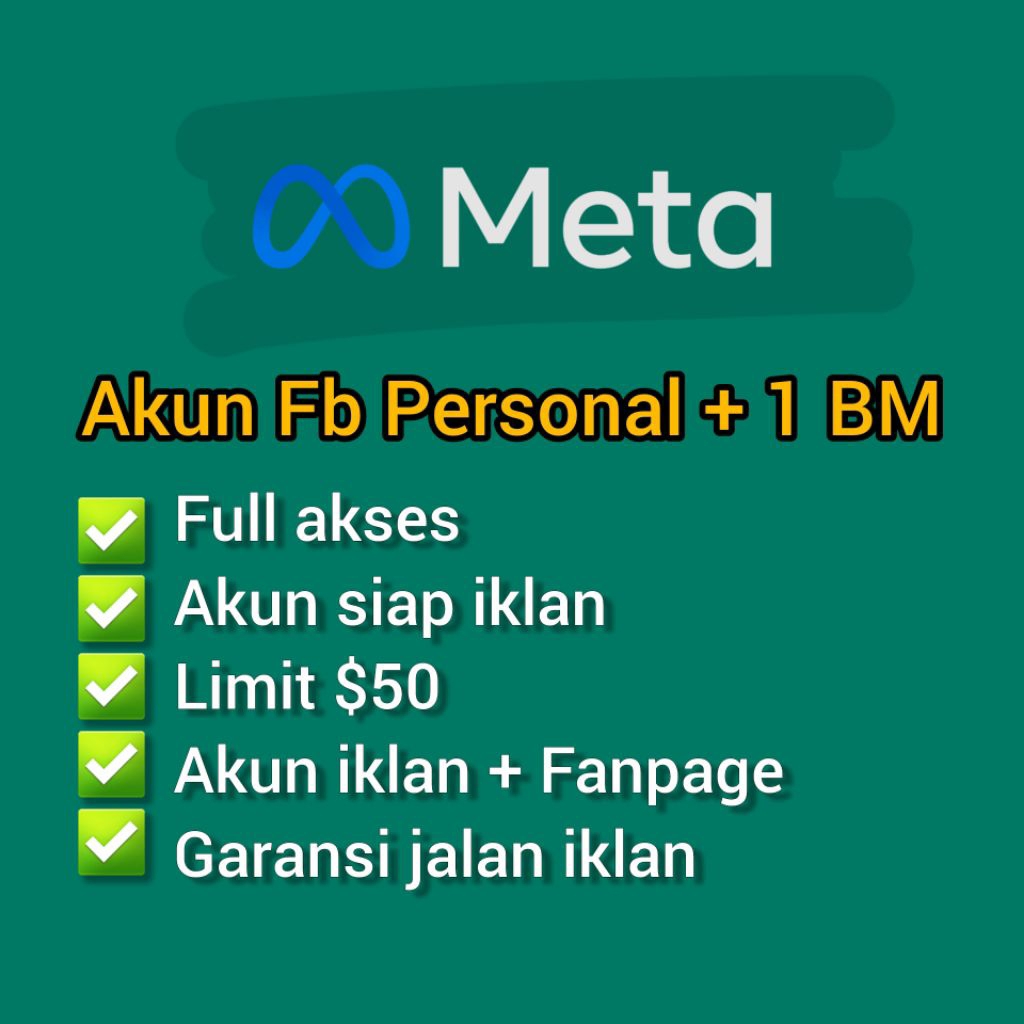 Akun Facebook Personal Ads + BM Siap Pakai BERGARANSI