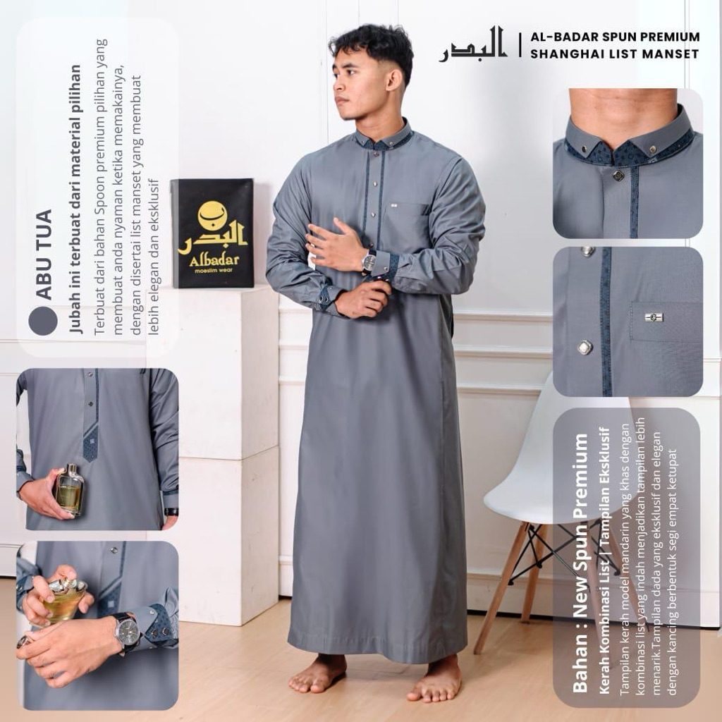 BESTPROMO GAMIS PRIA AL BADAR BAHAN KATUN SPUN KANCING PREMIUM/ GAMIS PRIA TERLARIS/ GAMIS IMPORT