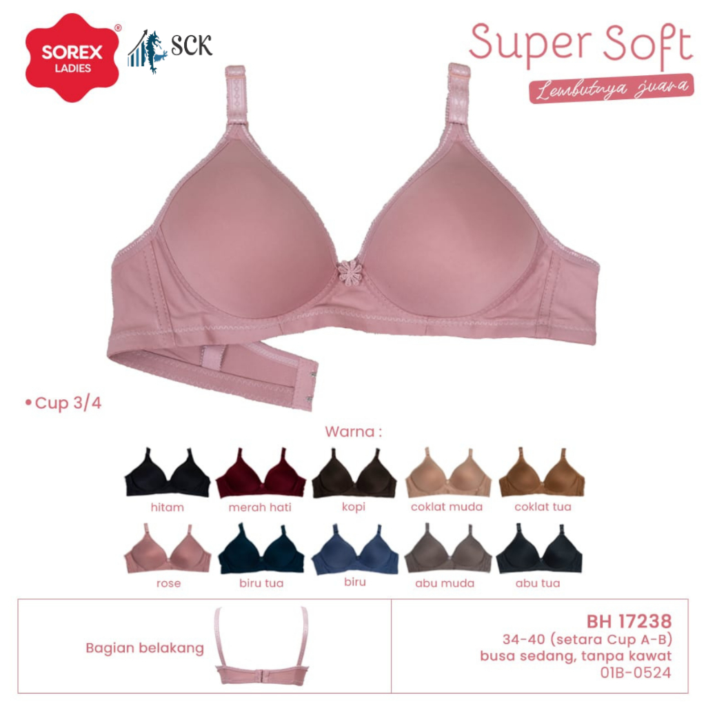 BH SOREX 17238 Tanpa Kawat Busa Tipis Soft / BH SOREX 17238  Soft / BH SOREX / Pakaian Dalam SOREX 1