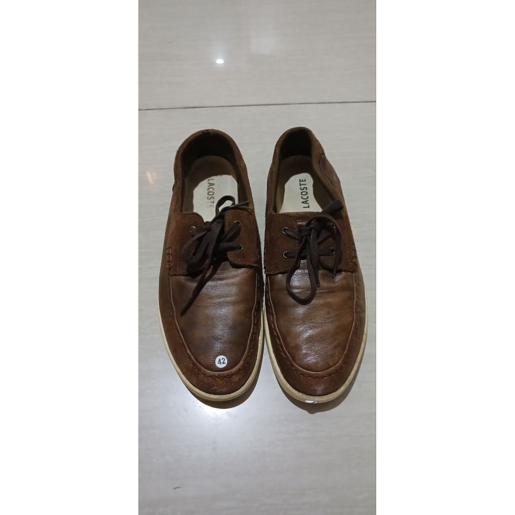 Preloved Sepatu Lacoste Kulit Pria/Sepatu Casual Formal/Coklat