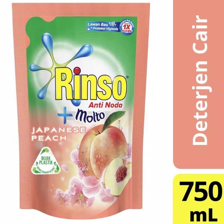 Rinso Detergen Cair Antinoda Japanese Peach Kemasan 750 ml Pouch Murah & Hemat