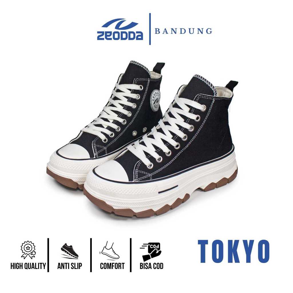 Zeodda Tokyo Sepatu Sneakers Kasual Bertali Kulit Sintetis Casual 1094