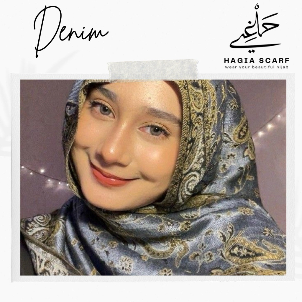 HAGIA SCARF - Cashmere Shawl Turkey Pashmina Kashmir Turki Warna Denim