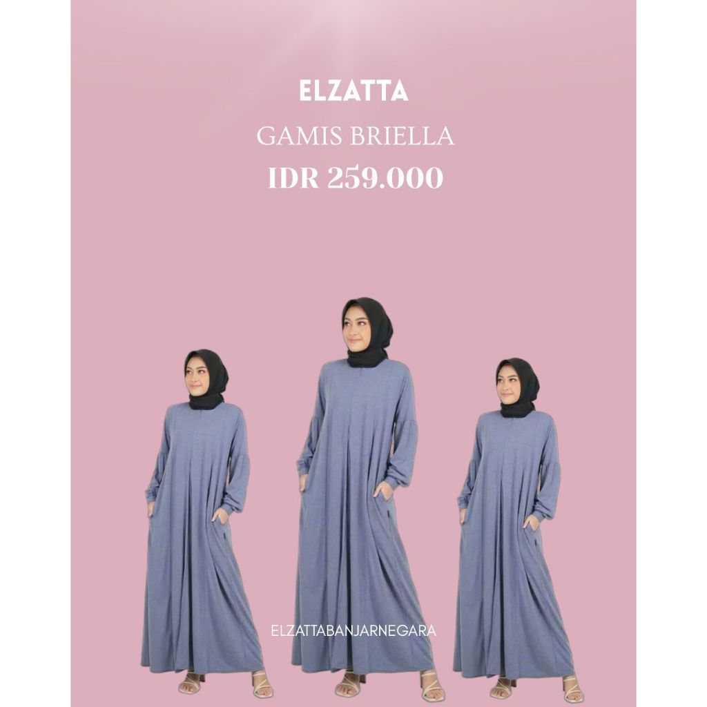Elzatta Gamis Briella Gamis Bahan Kaos Gamis Busui dengan detail ziper dibagian kiri dan kanan nyama
