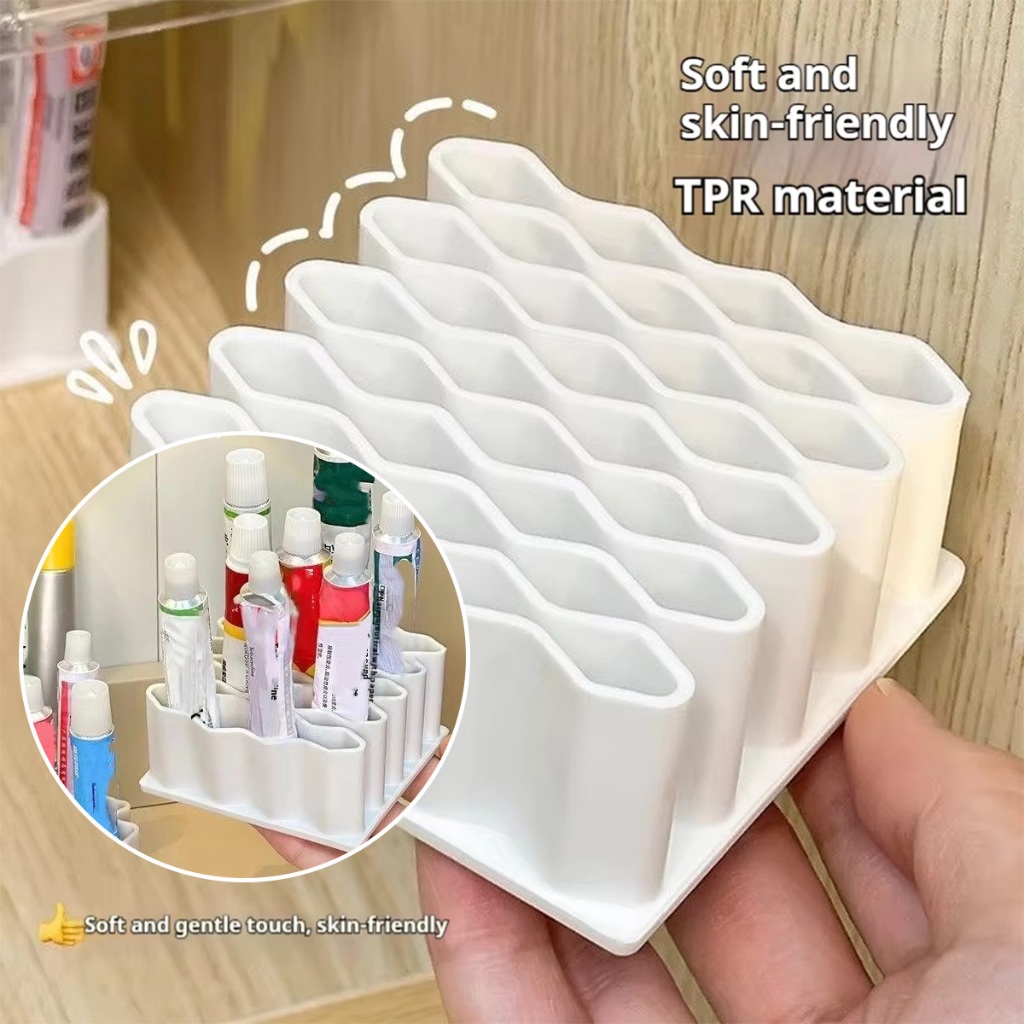 Rak penyimpanan kosmetik/Kantor Tempat Pena Gelombang Netral / Rak Penyimpanan Desktop Kantor Kotak