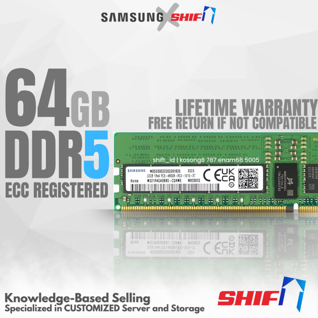SHIFT - Samsung 64GB DDR5-5600 ECC Registered DIMM - ECC Reg - Garansi Lifetime - Server Memory - Me