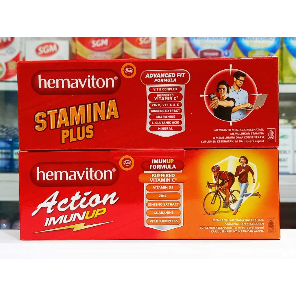 HEMAVITON STAMINA & ACTION 1 KOTAK ISI 50 KAPSUL (10 STRIP) - MENJAGA STAMINA DAN KONSENTRASI