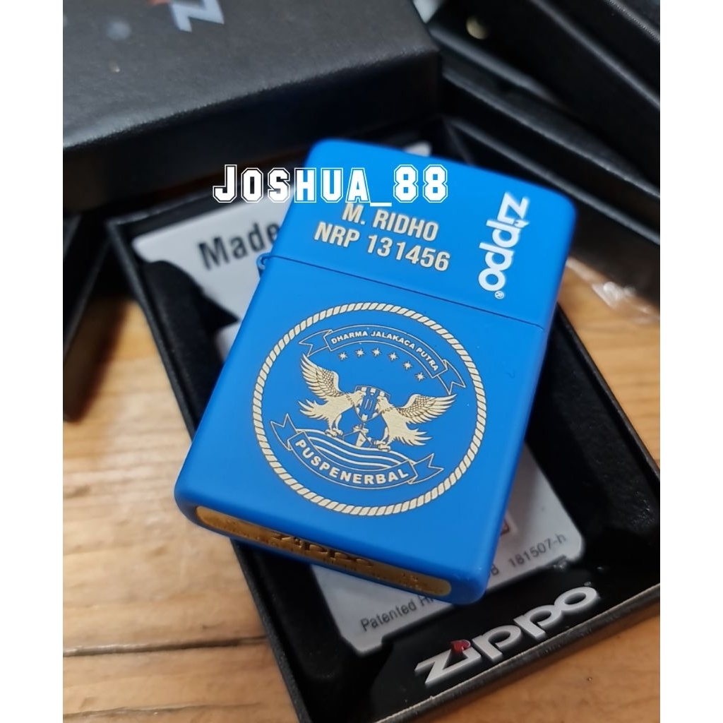 Zippo Custom Korek Api Ukir Logo PUSPENERBAL TNI AL Bisa Ukir Nama Sendiri