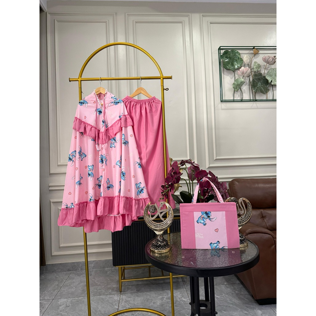 Mukena Anak Motif Umur 8-10 tahun Free Sejadah