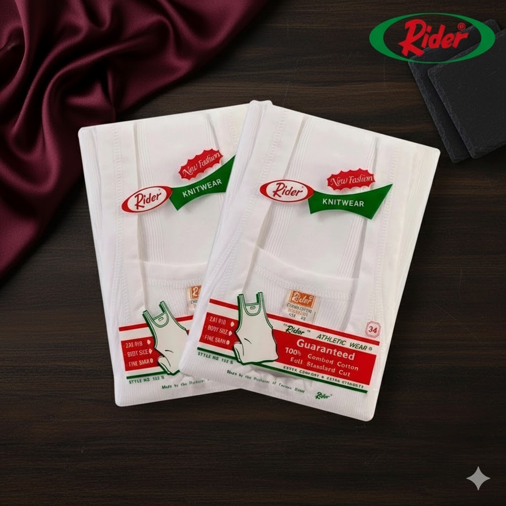 ( 1 Pcs ) Singlet Merk Rider Size 32-42 ORI | Rider Singlet Kode R 123B | Kaos Dalam Pria Tangan Bun