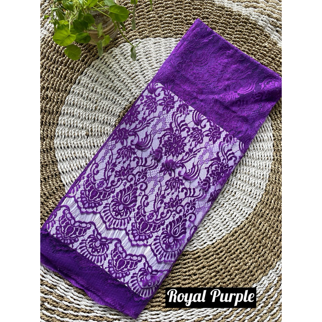 kain brokat ungu terong