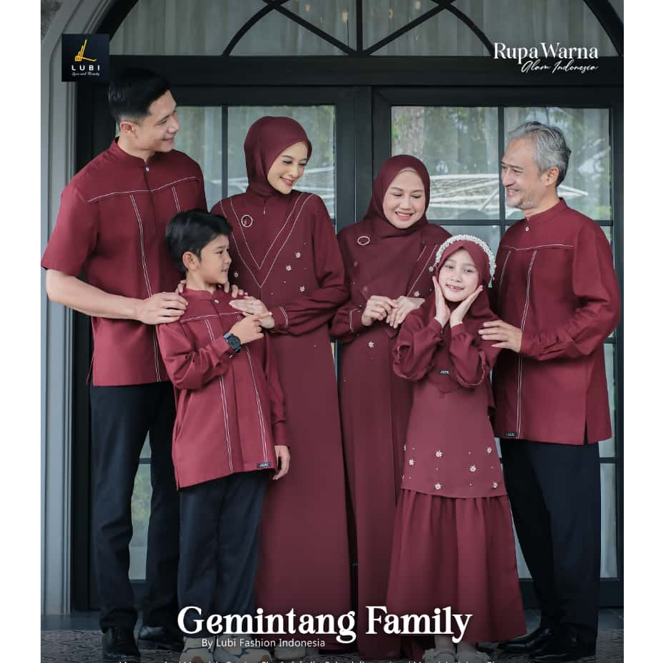 GEMINTANG FAMILY COUPLE SET WARNA MAROON BY LUBI FASHION INDONESIA – BAJU LEBARAN KELUARGA MUSLIM MO