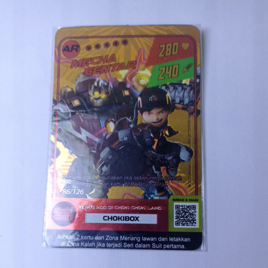 Kartu choki-choki boboiboy AR Mecha Gentar