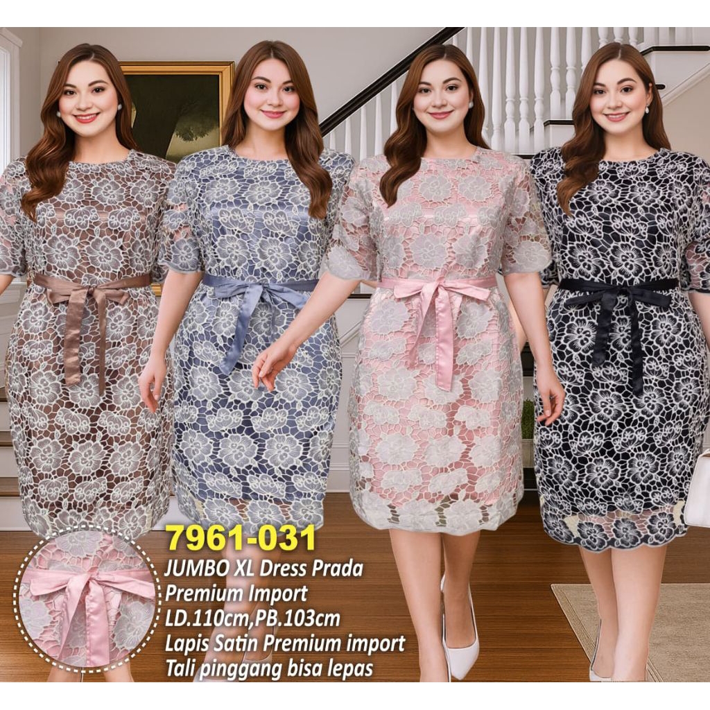 DRESS BROKAT PRA-DA LAPIS SATIN TEBAL MEWAH WARNA ABU PINK HITAM SIZE XL XXL LD 110 PANJANG 103 DRES
