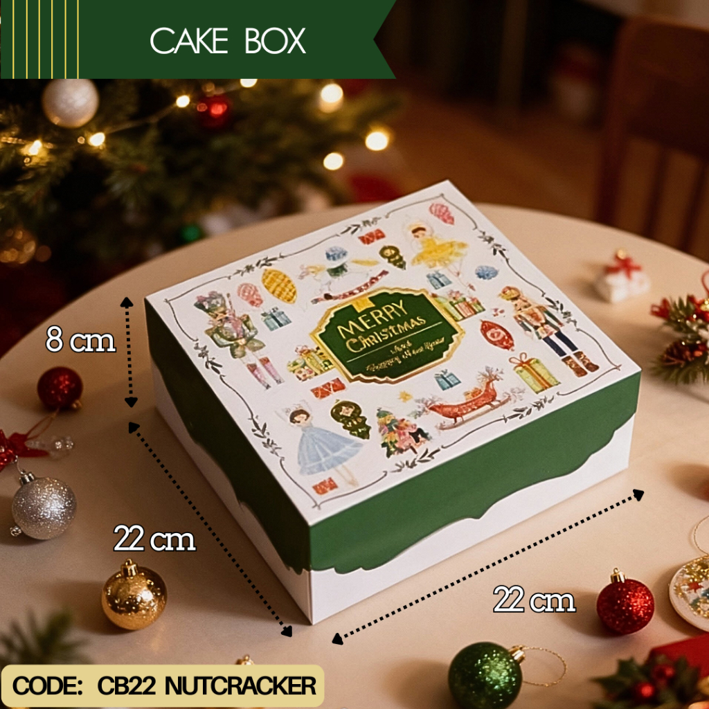 Cake Box Natal 22x22 / Packaging Dus Kue Natal / Christmas Hampers