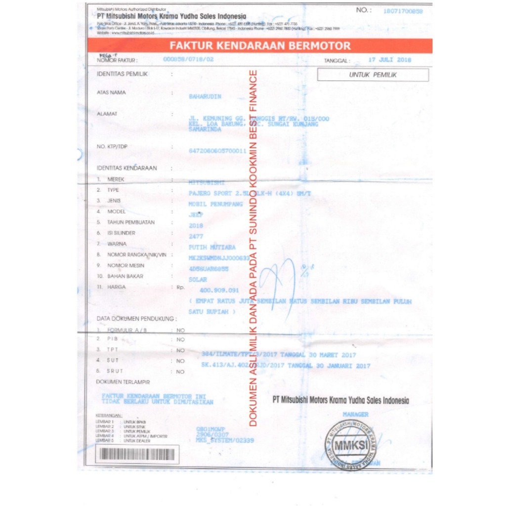 terlaris faktur kendaraan bermotor