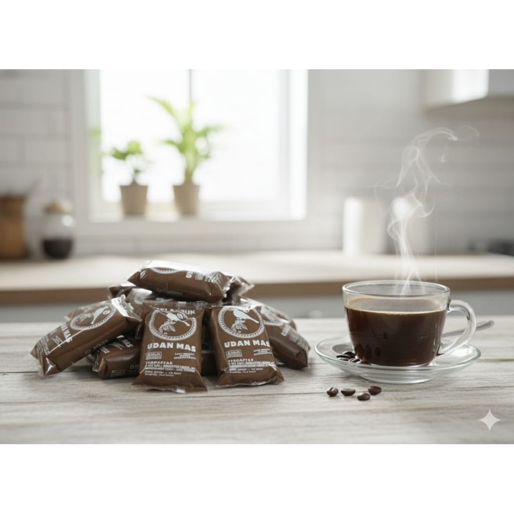 KOPI BUBUK JOWO CAP BURUNG PERKUTUT UDAN MAS 54 SABLON PUTIH ± 150 GRAM KEMASAN SACHET EKONOMIS