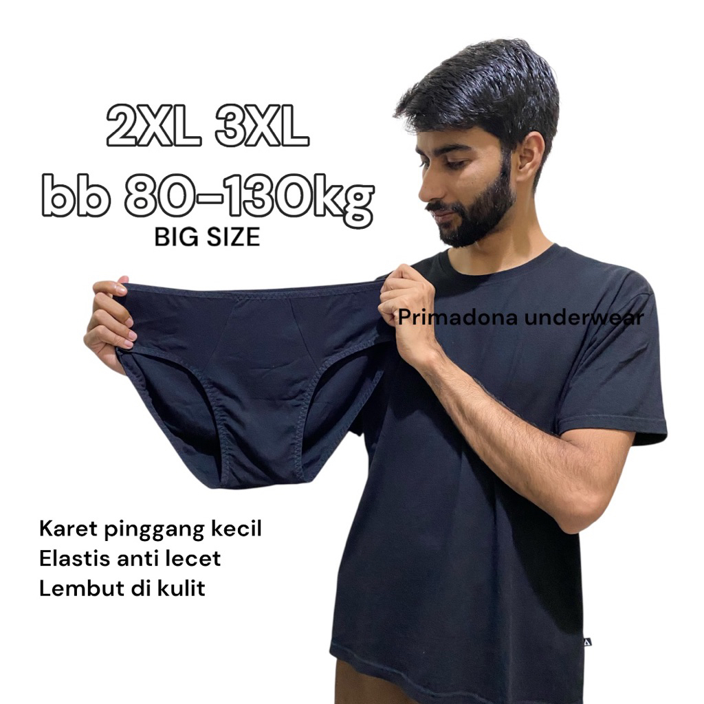 CD PRIA Big Size Premium Karet Pinggang Kecil Lentur bb 85-130kg / Plus Size 2XL 3XL / Adem Elastis 