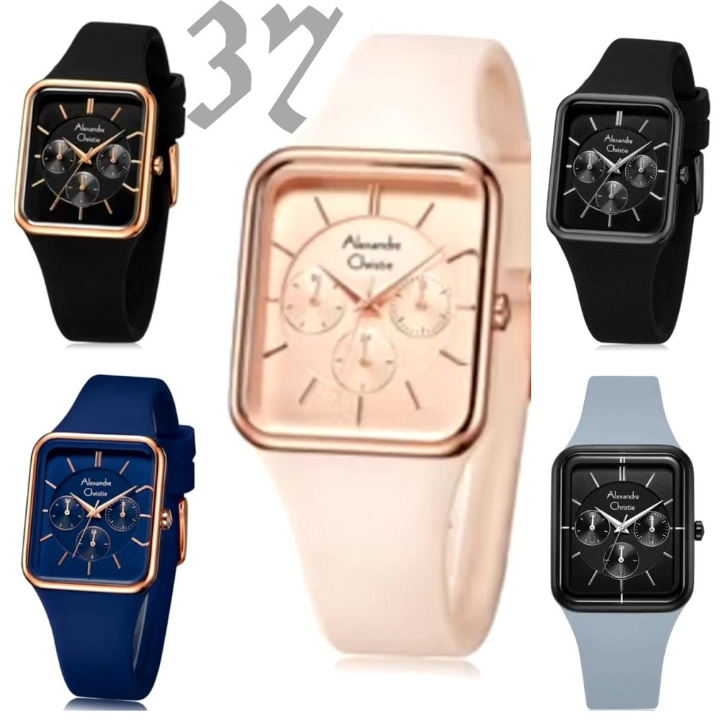 Alexandre Christie AC2744 Jam Tangan Wanita AC 2744 Tali Karet / 2744 Rubber ORIGINAL AC 2744