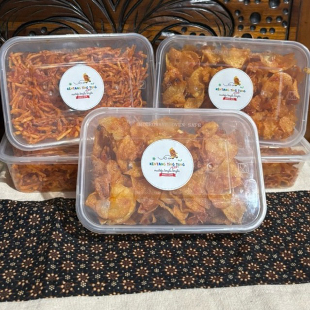 Keripik Kentang Bulat Mustofa Pedas Manis @200gr - Kentang.Ting.Tung