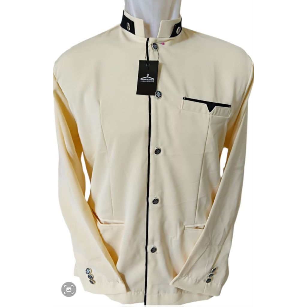 Jasko Lis Polos Jas Koko Motip Plat Bahan Tebal Dan Lembut Fashion Muslim/Pakian Muslim Pria