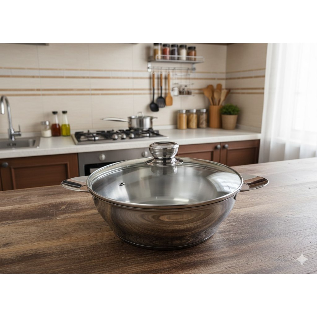 Bima Belgian Pot 22cm With Glass Cover Bima Export SS 304 3Ply