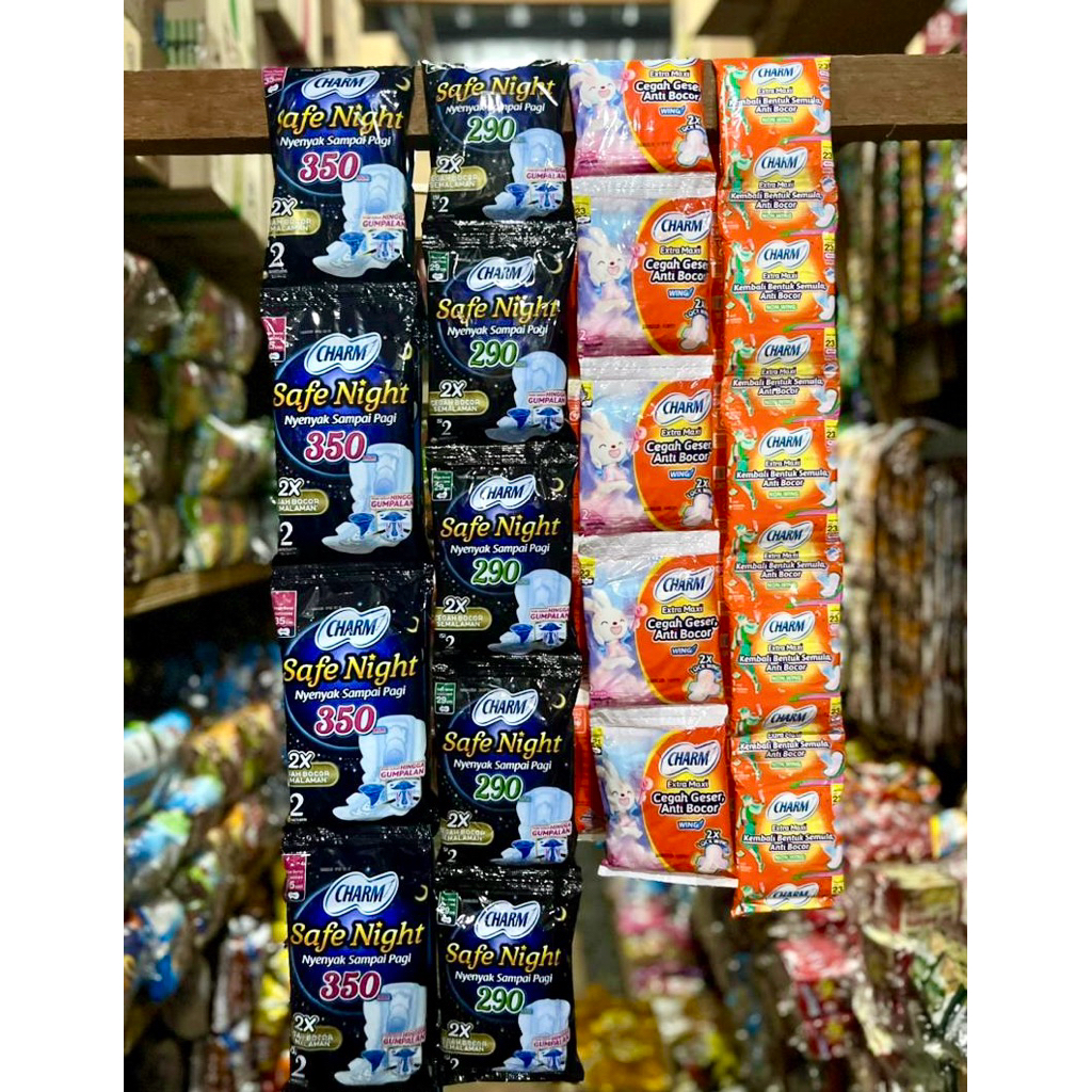 CHARM PEMBALUT EXTRA MAXI 23cm Wing & Non Wing SACHET (10pcs/renceng) || CHARM PEMBALUT SAFE NIGHT 2