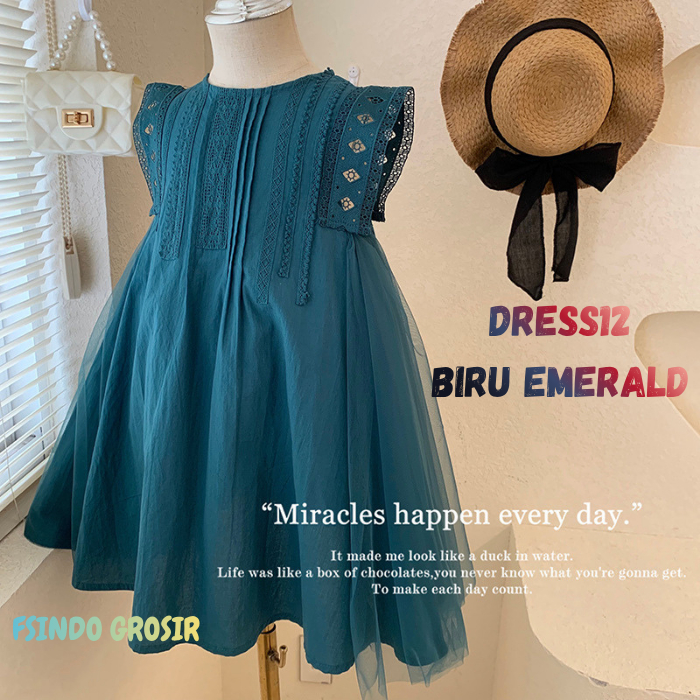 Dress Anak Brokat Tile//Dress Korean Style Import Anak Perempuan Cantik/ Midi Dress Anak Cewe/Dress 