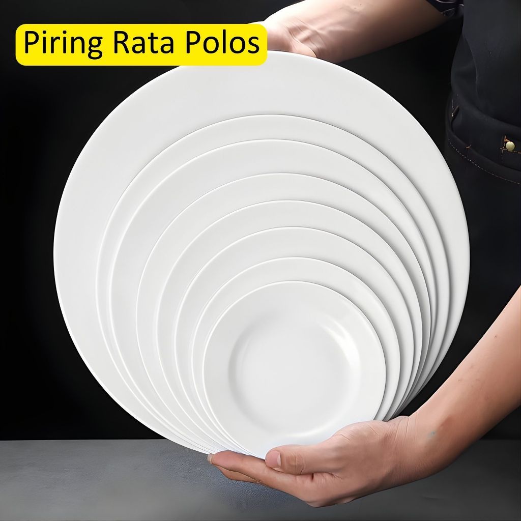 Piring Keramik Rata Polos / Piring Rata Polos Putih – Piring Makan Minimalis