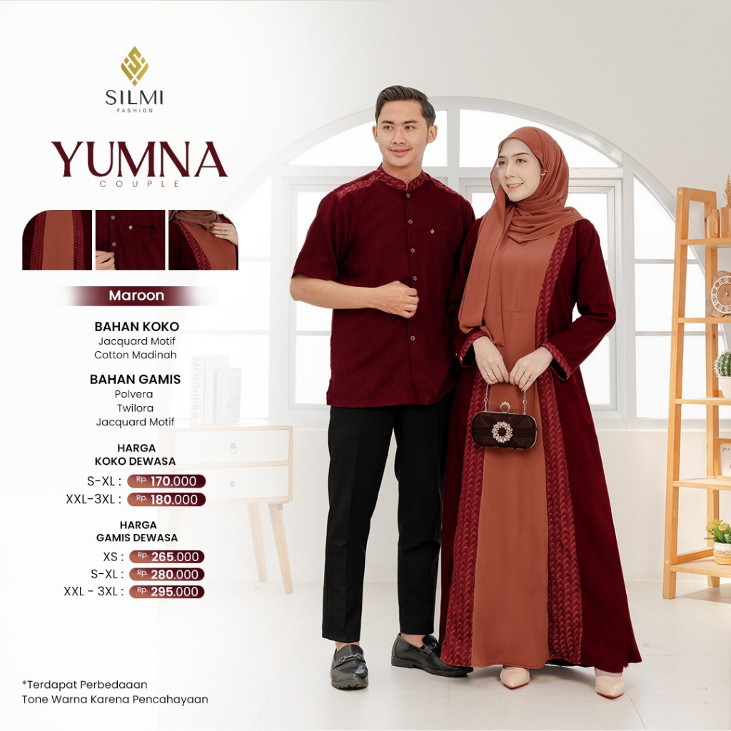 Yumna Couple by Silmi Warna Maroon Gamis dan Koko Couple Silmi Couple Terbaru