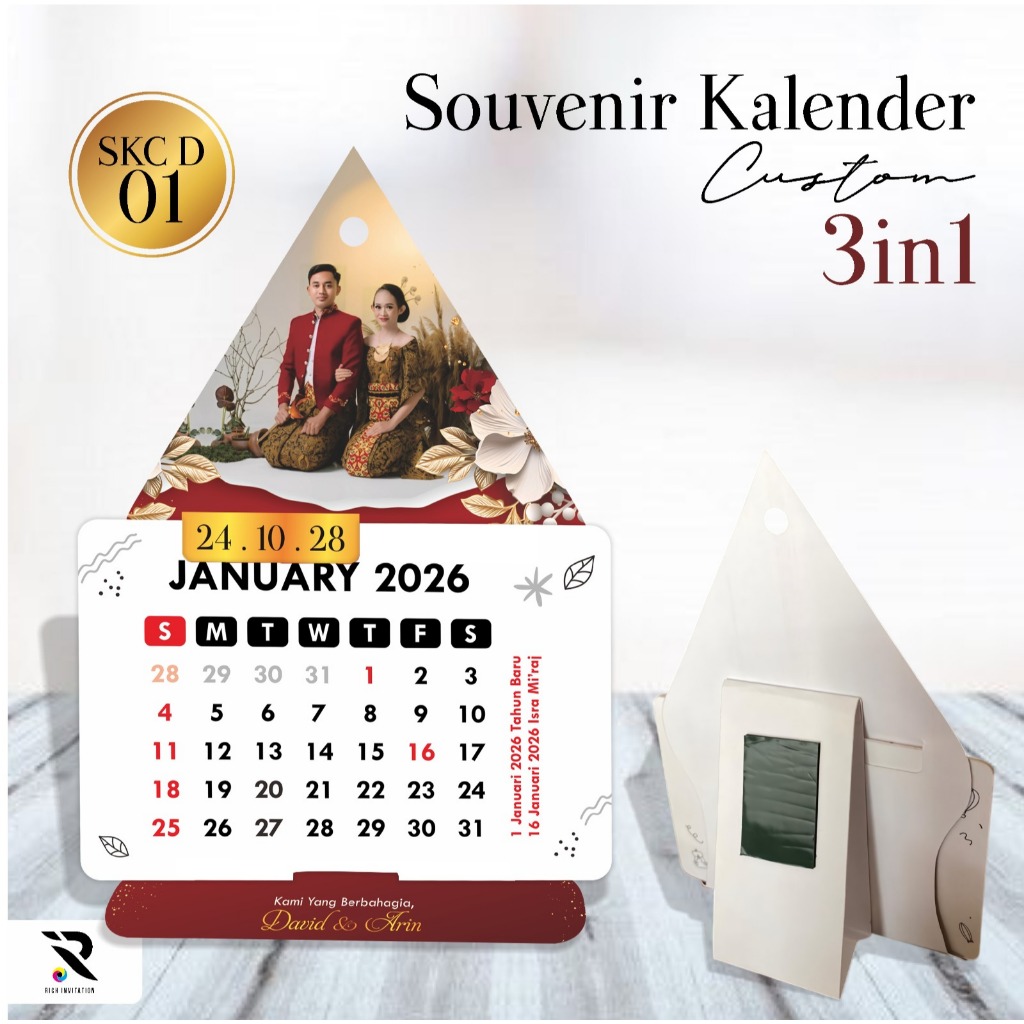 SOUVENIR PERNIKAHAN KALENDER CUSTOM FOTO - KALENDER DUDUK AESTHETIC - KALENDER DINDING 2026