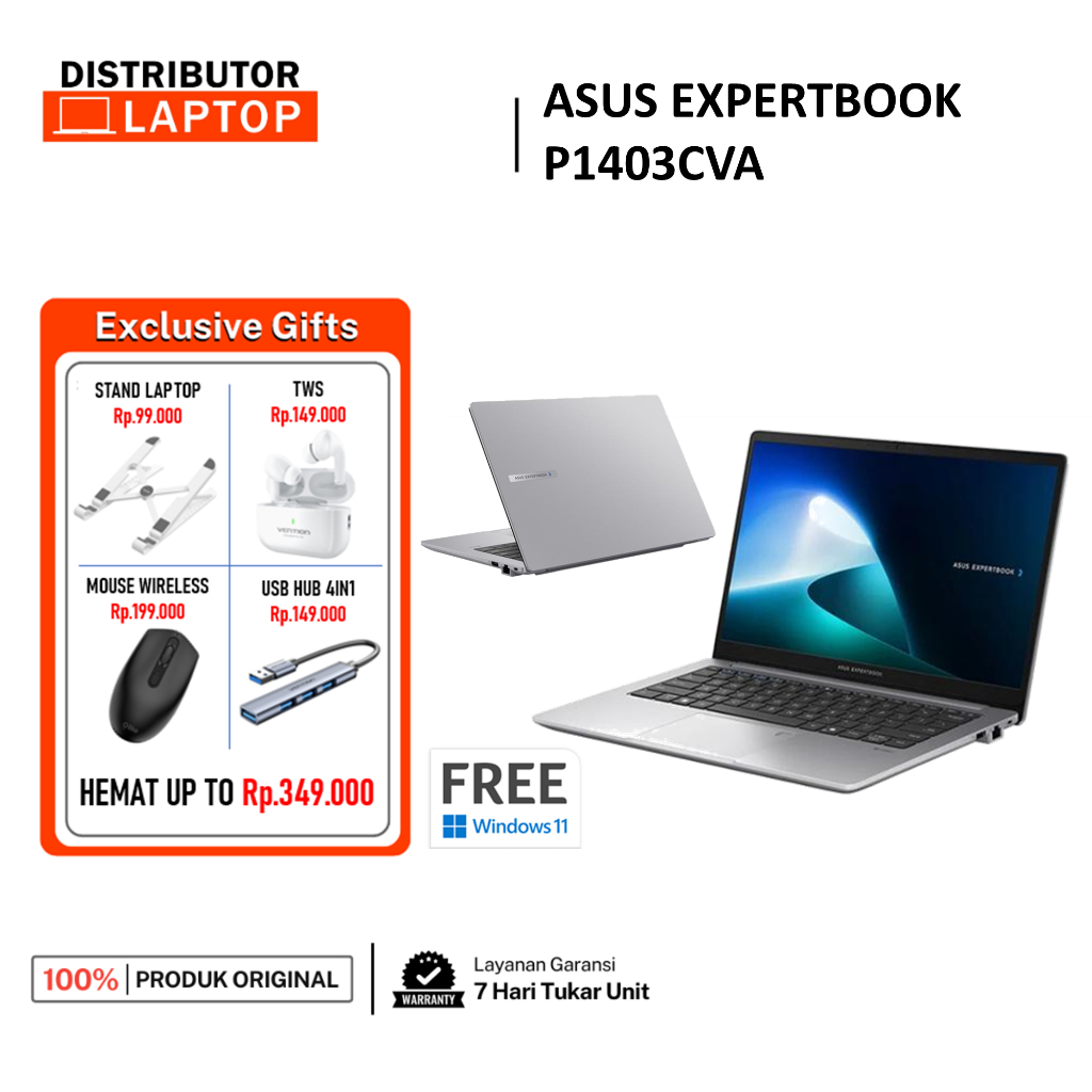 ASUS EXPERTBOOK P1403CVA INTEL CORE I5 13420 I3 1315 8GB 512GB WINDOWS 11- LAPTOP ULTRABOOK NOTEBOOK