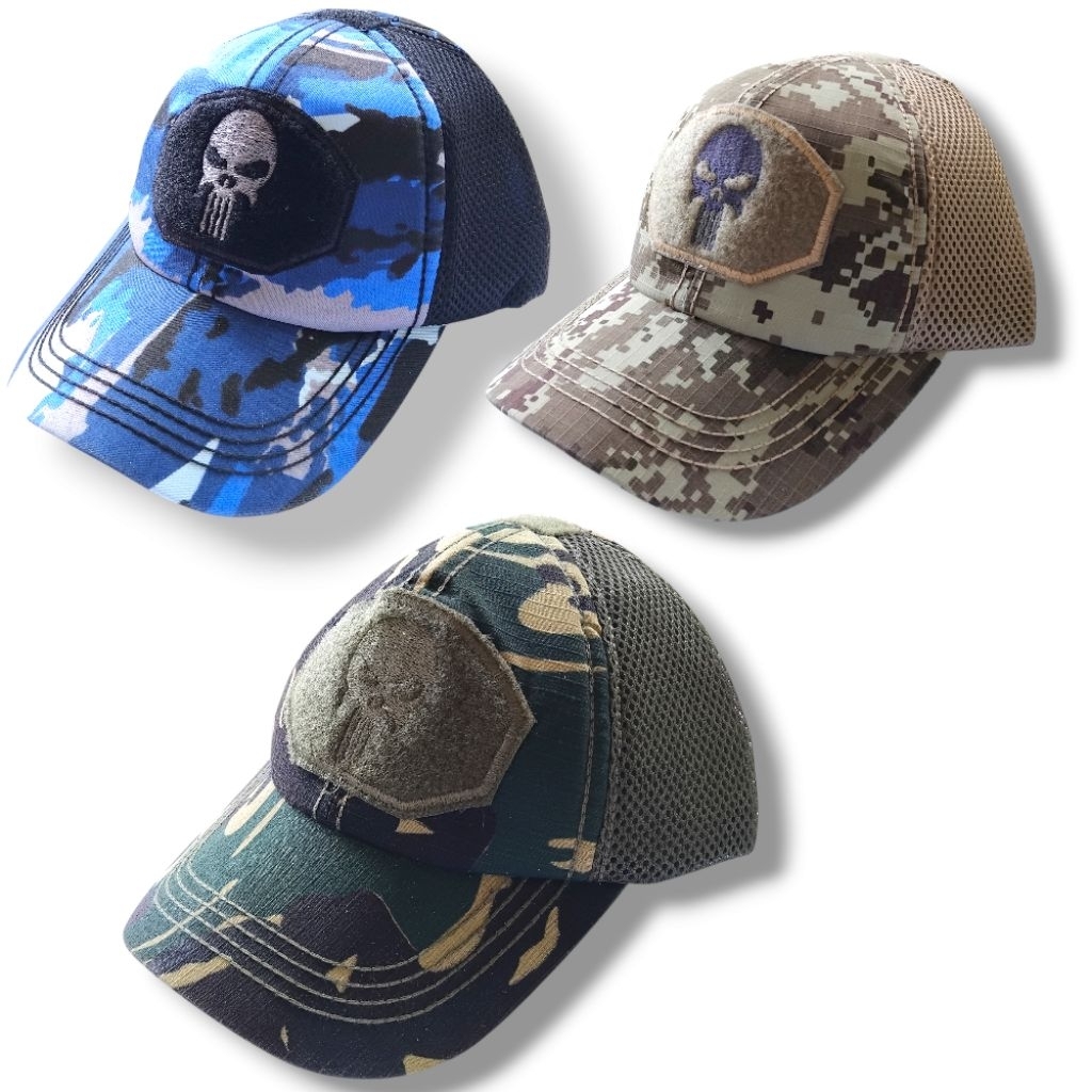 Topi Tactical Outdoor Topi Loreng Tni Logo Tengkorak