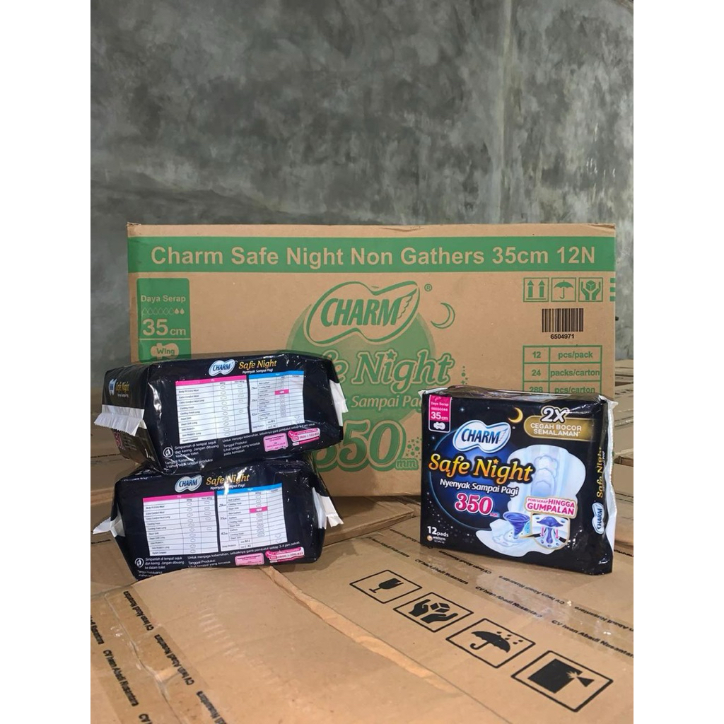 Charm Safe Night – Pembalut Malam Extra Panjang 12 pcs / Pack 1karton