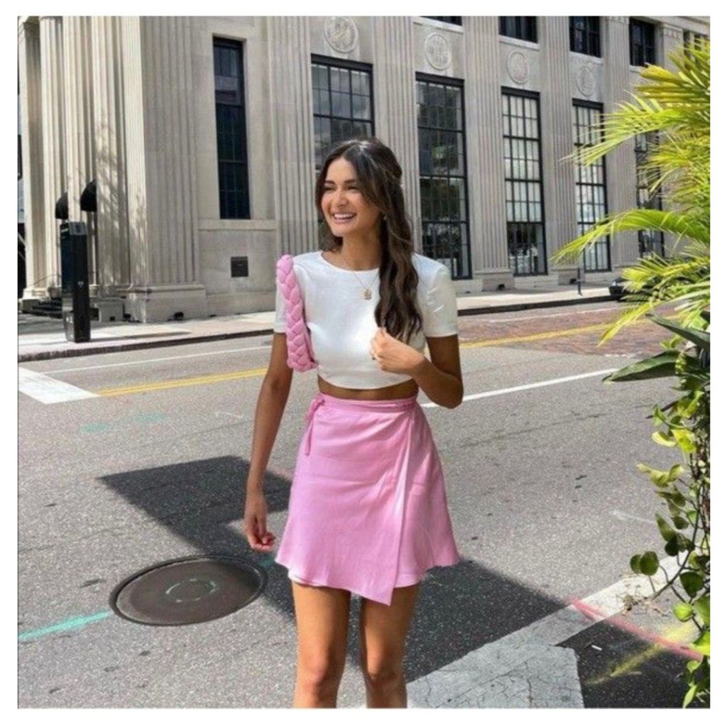 ZARA SATIN WRAP MINI SKIRT PINK