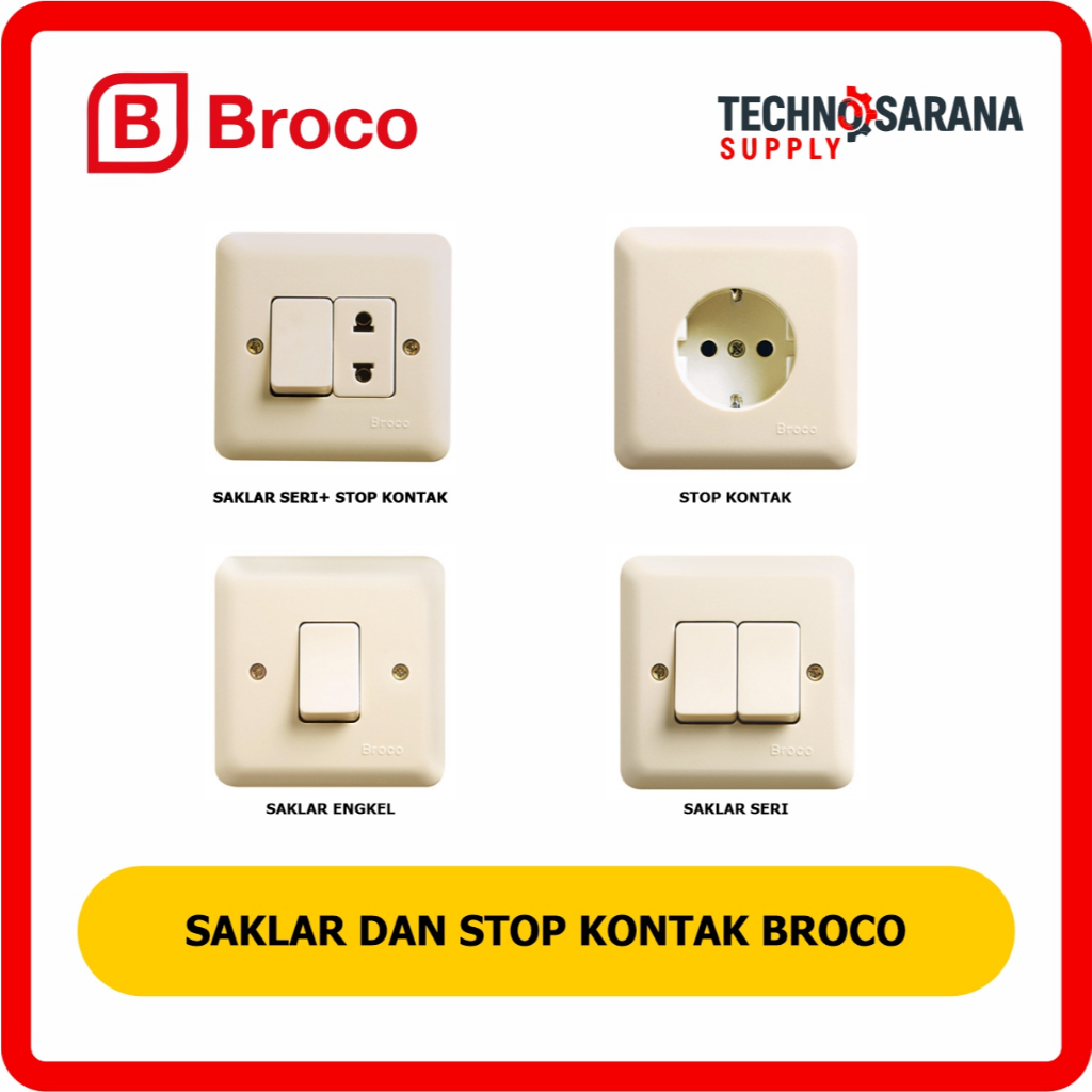 Saklar lampu colokan listrik stop kontak tanam original broco