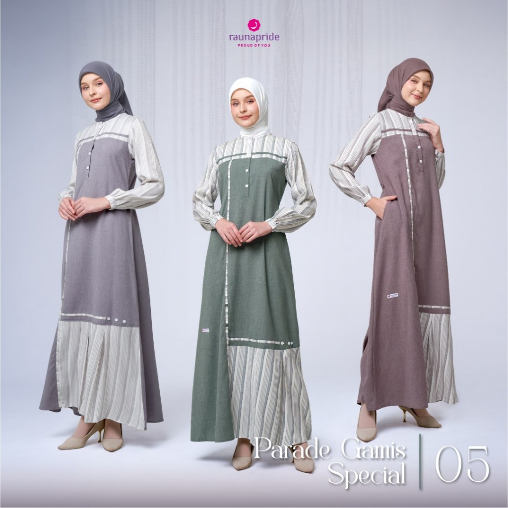 Raunapride Gamis Terbaru 2026 PARADE GAMIS 05  SPECIAL Gamis Busui Frendly Bahan Mazaya mix PRL Gami