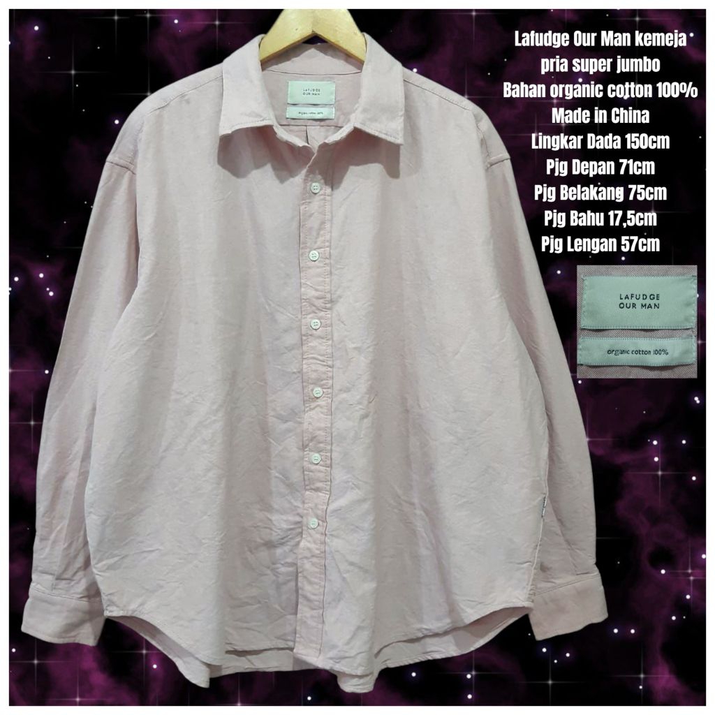 Lafudge Our Man kemeja pria kancing embos super jumbo
