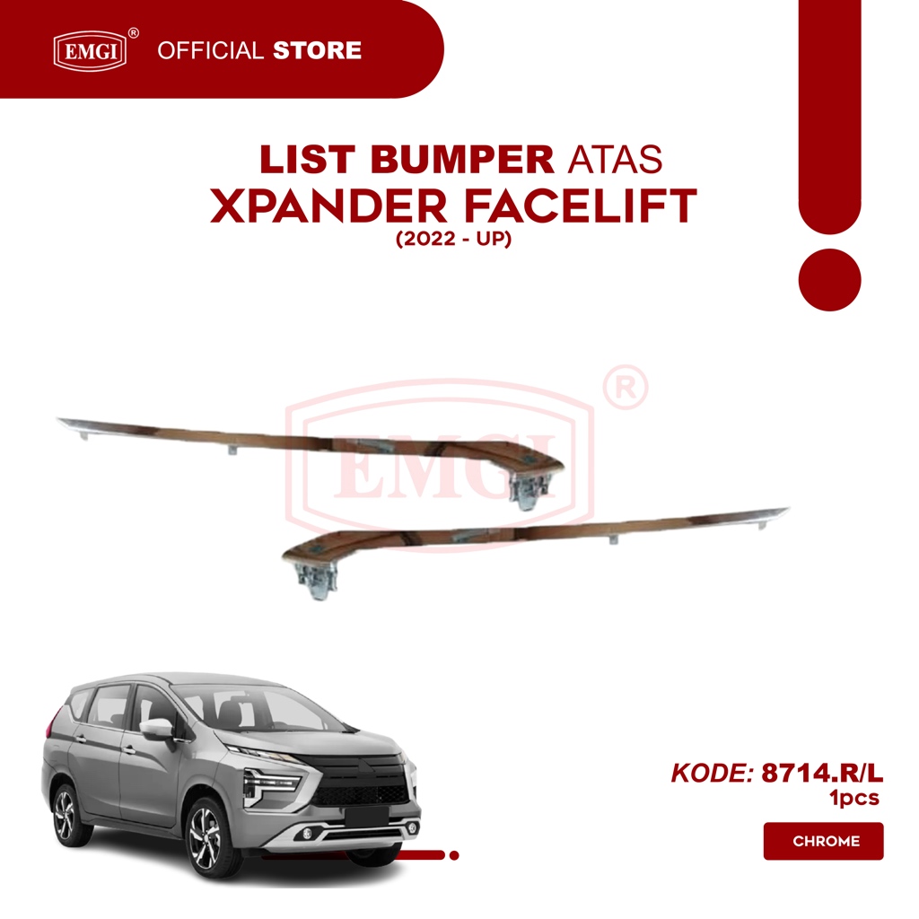 Berkualitas EMGI - List Lis Bumper Depan Atas Xpander Facelift GLS, Exceed, Ultimate 2022 2023 2024