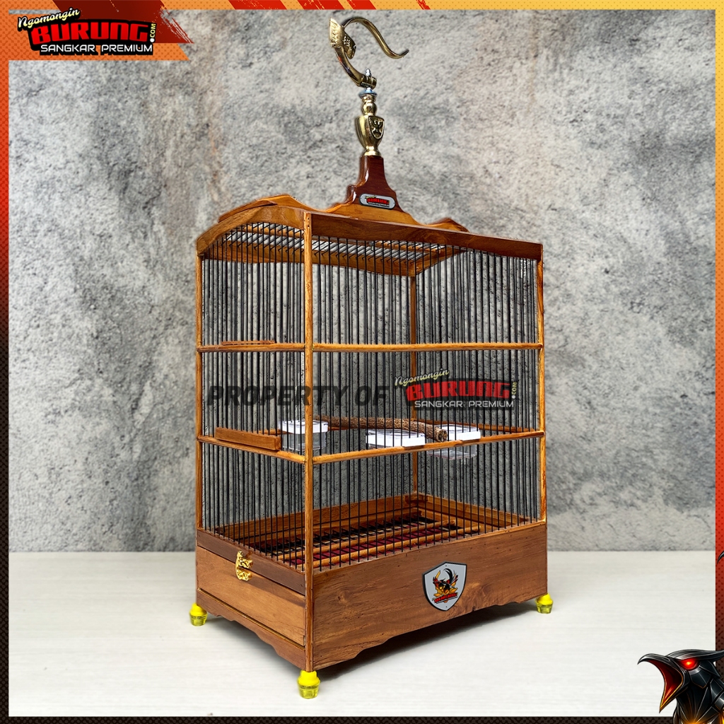 Sangkar Burung Kecil Bahan Kayu Jati Premium [Mahendra] - NGOMONGIN BURUNG